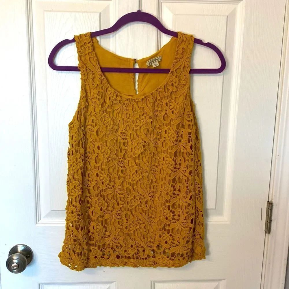 Lucky brand-mustard yellow lace tank -size XS